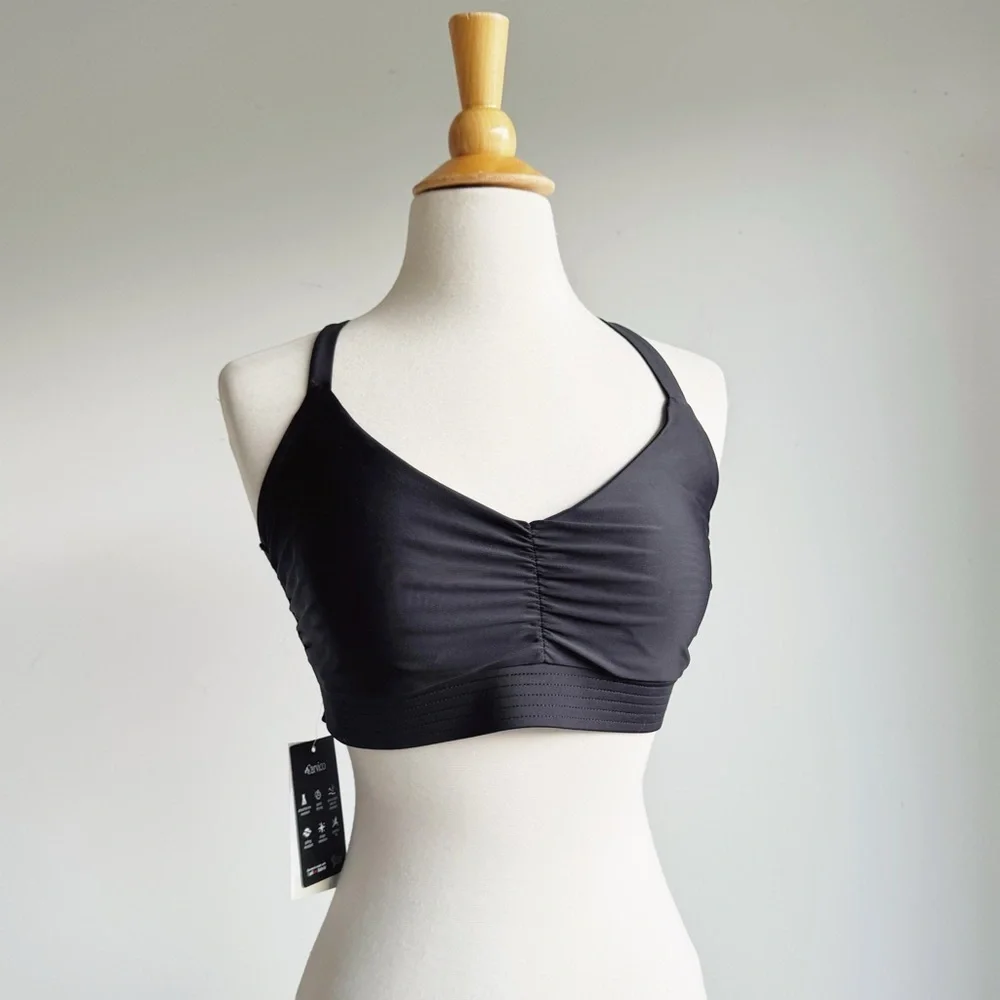 NWT WILD ISLES Black Cross Back Bikini Top Size 1 (30-36 D, 30-32 DD, and 30F)
